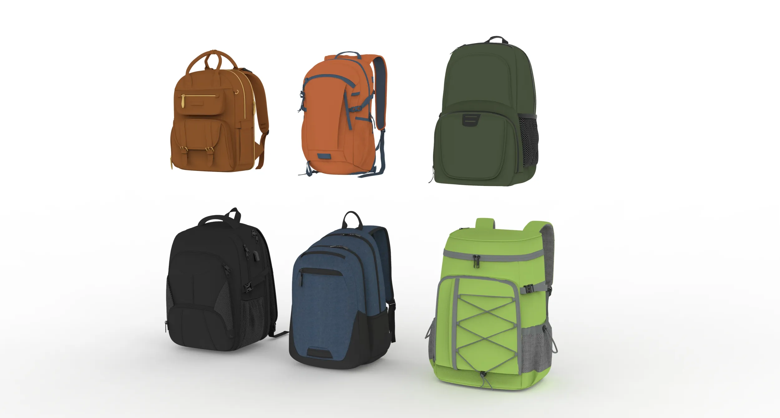 Backpack Bag Collection 3D Model .c4d .max .obj .3ds .fbx .stl .blend 
