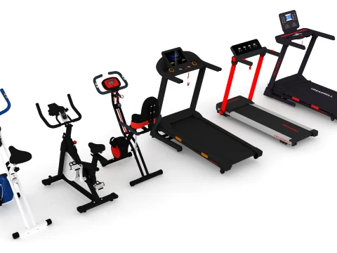 Treadmill and Exercise Bike Collection 3D Model