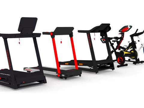 Treadmill and Exercise Bike Collection 3D Model