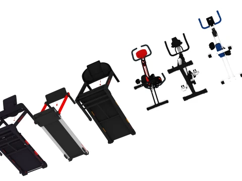 Treadmill and Exercise Bike Collection 3D Model
