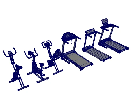 Treadmill and Exercise Bike Collection 3D Model