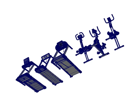 Treadmill and Exercise Bike Collection 3D Model