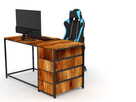 Computer Desk and Chair 3D Model