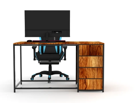 Computer Desk and Chair 3D Model