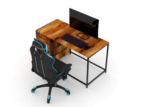 Computer Desk and Chair 3D Model