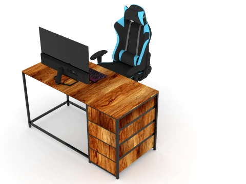 Computer Desk and Chair 3D Model