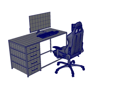 Computer Desk and Chair 3D Model
