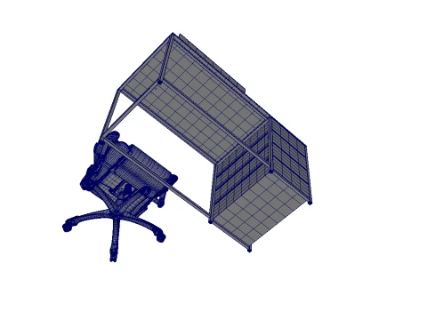 Computer Desk and Chair 3D Model
