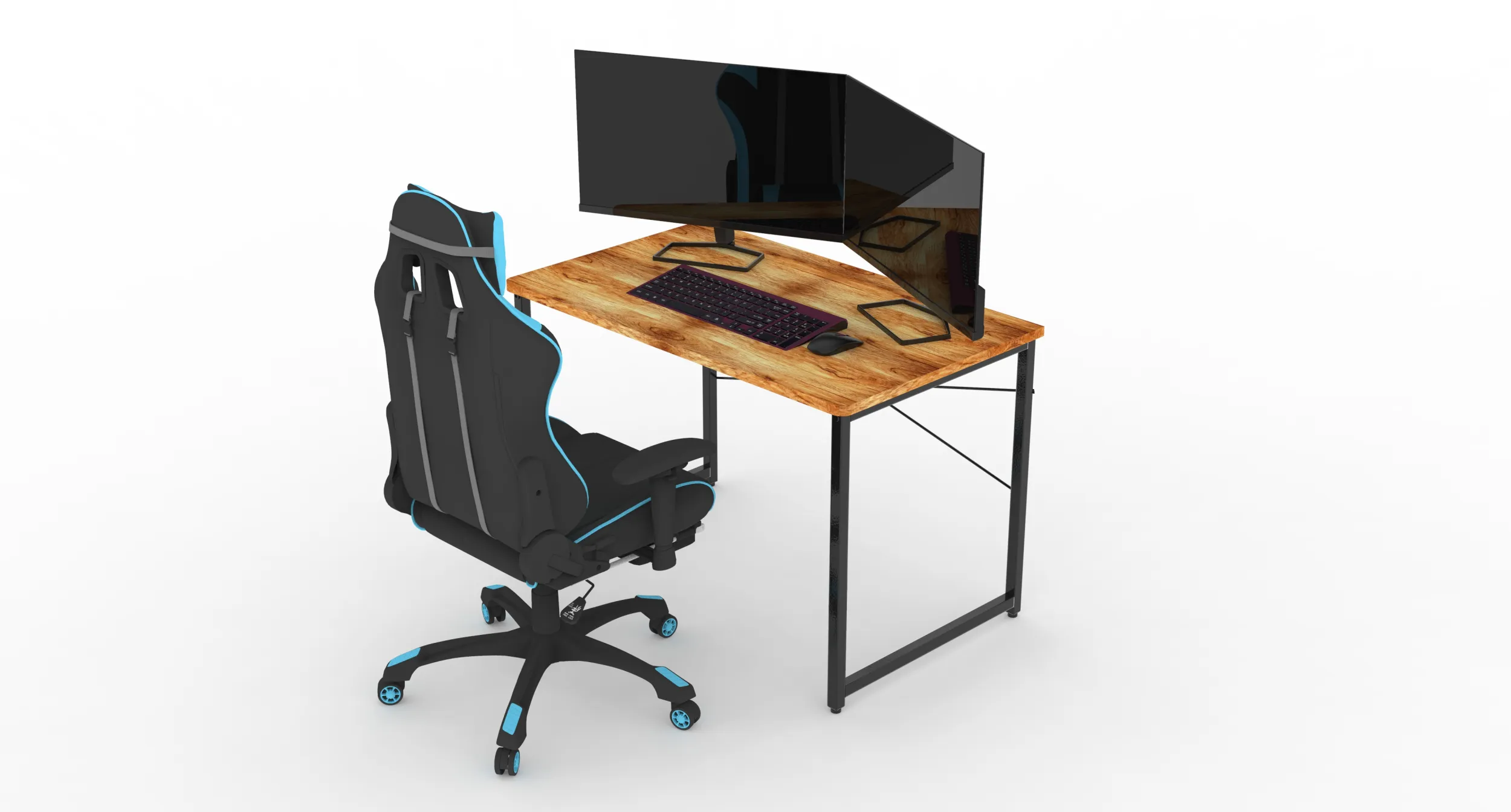Computer Desk and Chair 3D Model .c4d .max .obj .3ds .fbx .stl .blend 