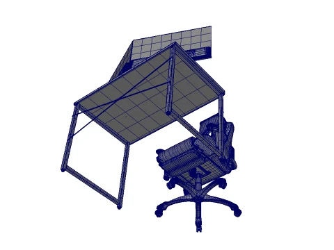 Computer Desk and Chair 3D Model