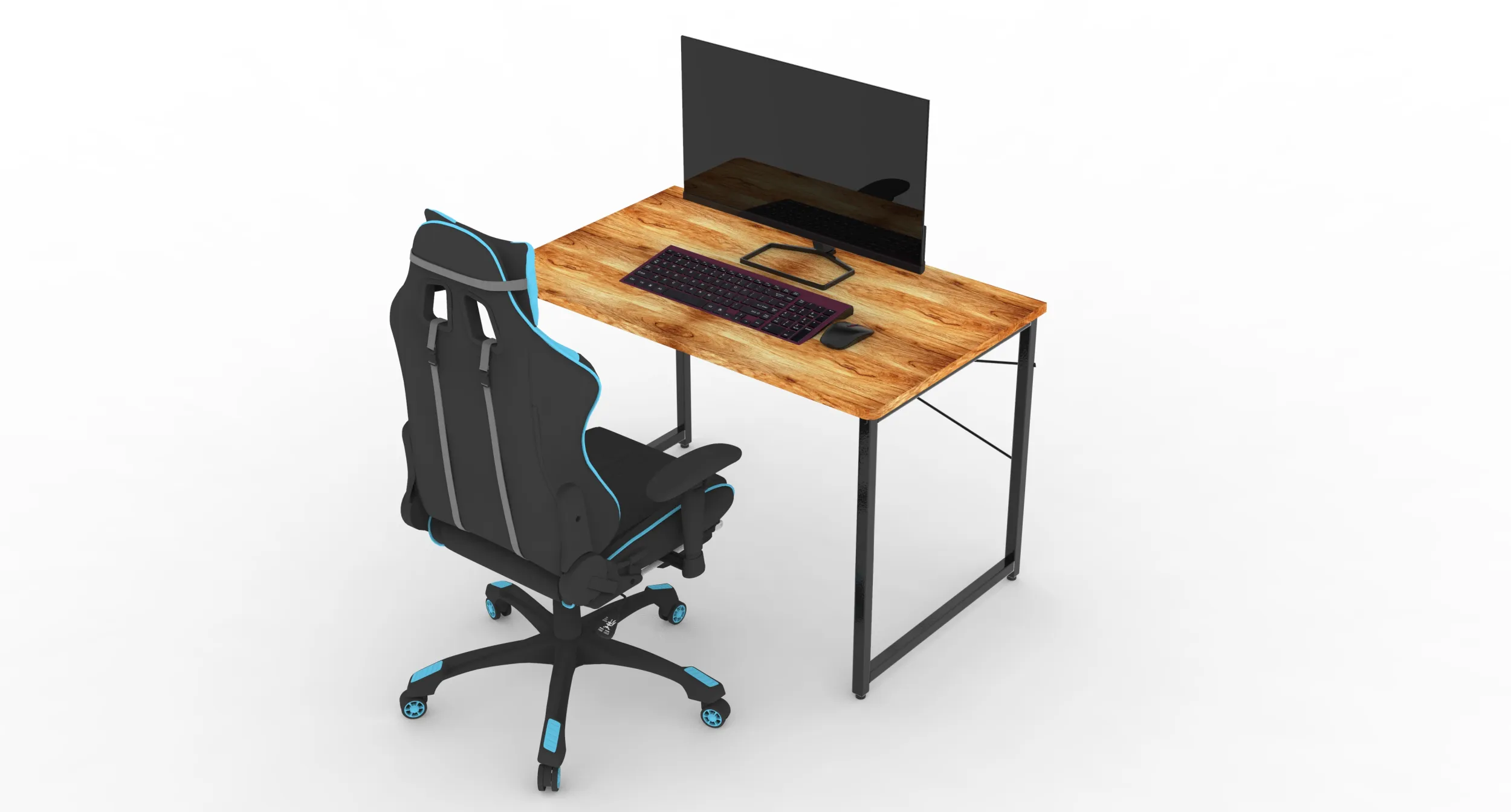 Computer Desk and Chair 3D Model .c4d .max .obj .3ds .fbx .stl .blend 
