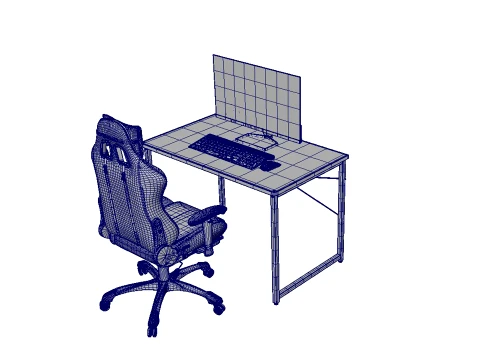 Computer Desk and Chair 3D Model