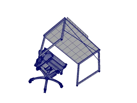 Computer Desk and Chair 3D Model