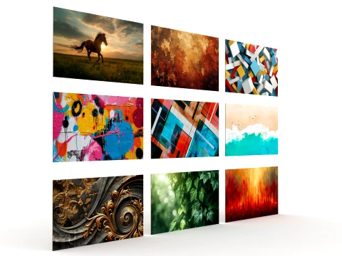 9 wall paintings 3D Model