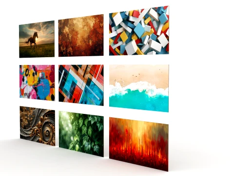 9 wall paintings 3D Model