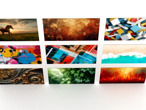 9 wall paintings 3D Model