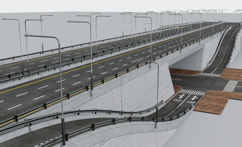 Highway Interchange 3D Model .c4d .max .obj .3ds .fbx .stl .blend