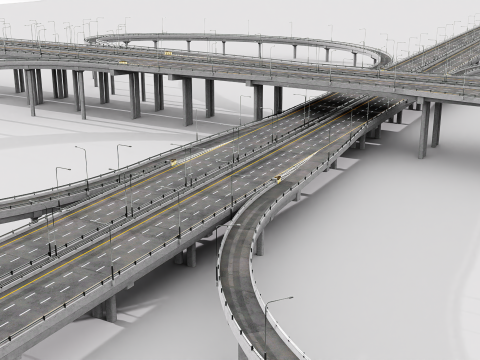 Modern Highway Interchange 3D Model