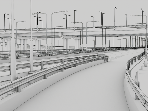 Modern Highway Interchange 3D Model