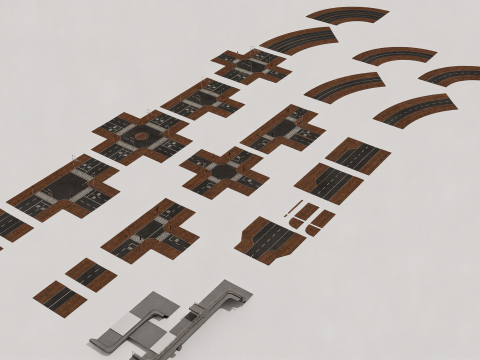 模块化道路系统包 3D 模型