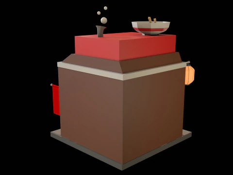 Stylized Japanese Ramen Shop Game Asset 3D Model