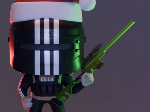 SANTA CHRISTMAS HAT AND DVL KILLA FUNKO POP FIGURES KILLA ESCAPE FROM TARKOV 3D Print Model