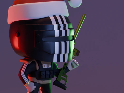SANTA CHRISTMAS HAT AND DVL KILLA FUNKO POP FIGURES KILLA ESCAPE FROM TARKOV 3D Print Model