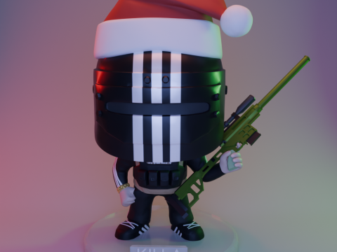 圣诞老人圣诞帽和 DVL KILLA FUNKO 流行人物 KILLA 逃离塔科夫 3D 打印模型