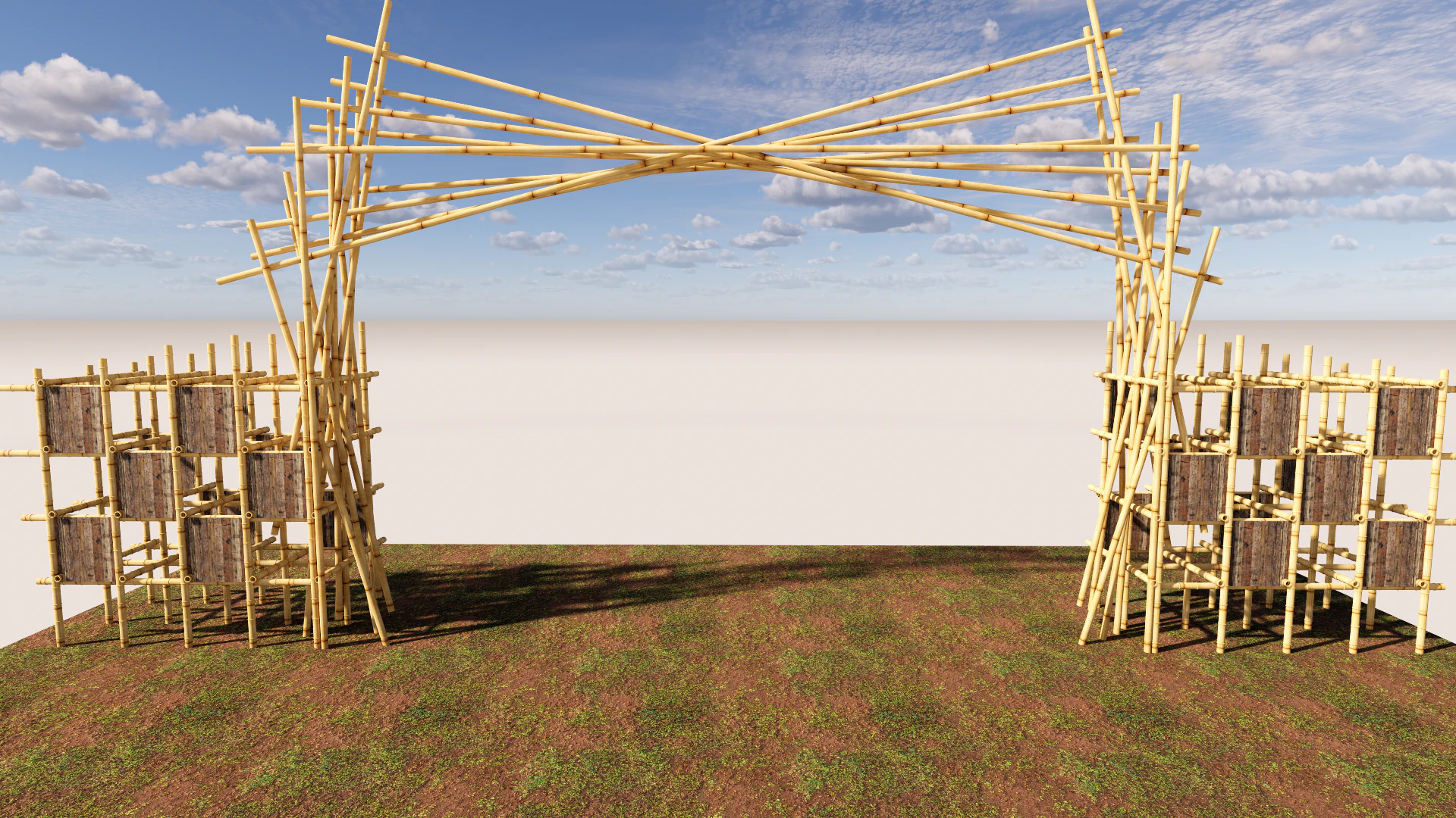 Bamboo Pavilion Arch Parametric Bamboo Structure 3D Model .c4d .max .obj .3ds .fbx .stl .blend