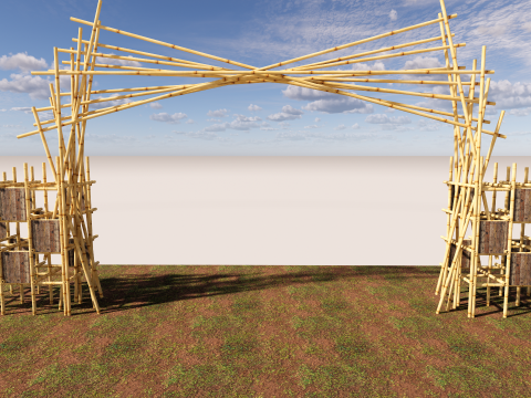 Bambuspavillonbogen Parametrische Bambusstruktur 3D Modell
