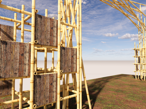 Bamboo Pavilion Arch Parametric Bamboo Structure 3D Model