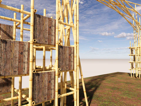 Bamboo Pavilion Arch Parametric Bamboo Structure 3D Model
