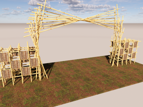 Bamboo Pavilion Arch Parametric Bamboo Structure 3D Model