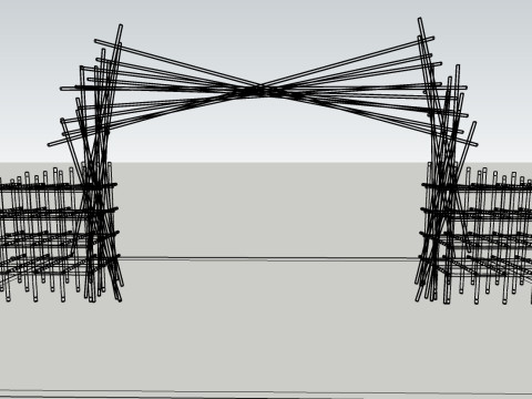 Bamboo Pavilion Arch Parametric Bamboo Structure 3D Model