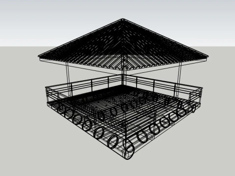 Floating Gazebo Pavilion Over Water Tropical Wooden Architecture 3D Model