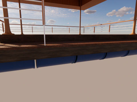 Floating Gazebo Pavilion Over Water Tropical Wooden Architecture 3D Model