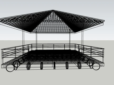 Floating Gazebo Pavilion Over Water Tropical Wooden Architecture 3D Model