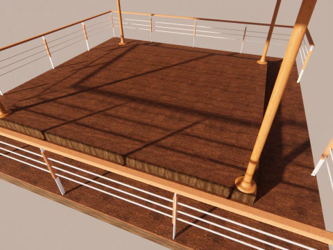 Floating Gazebo Pavilion Over Water Tropical Wooden Architecture 3D Model
