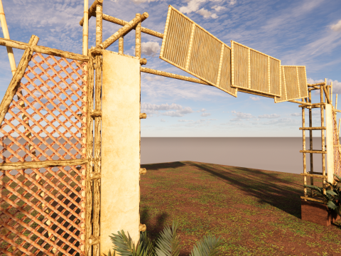 Bambu Giriş Kapısı Pavilion Tropikal Mimari Ge&ccedil;it 3D Model