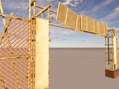 Bambu Giriş Kapısı Pavilion Tropikal Mimari Ge&ccedil;it 3D Model