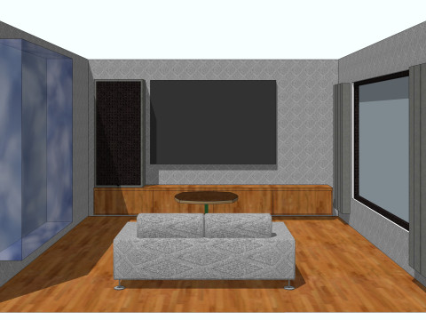 Living Room TV Wall 3D Model