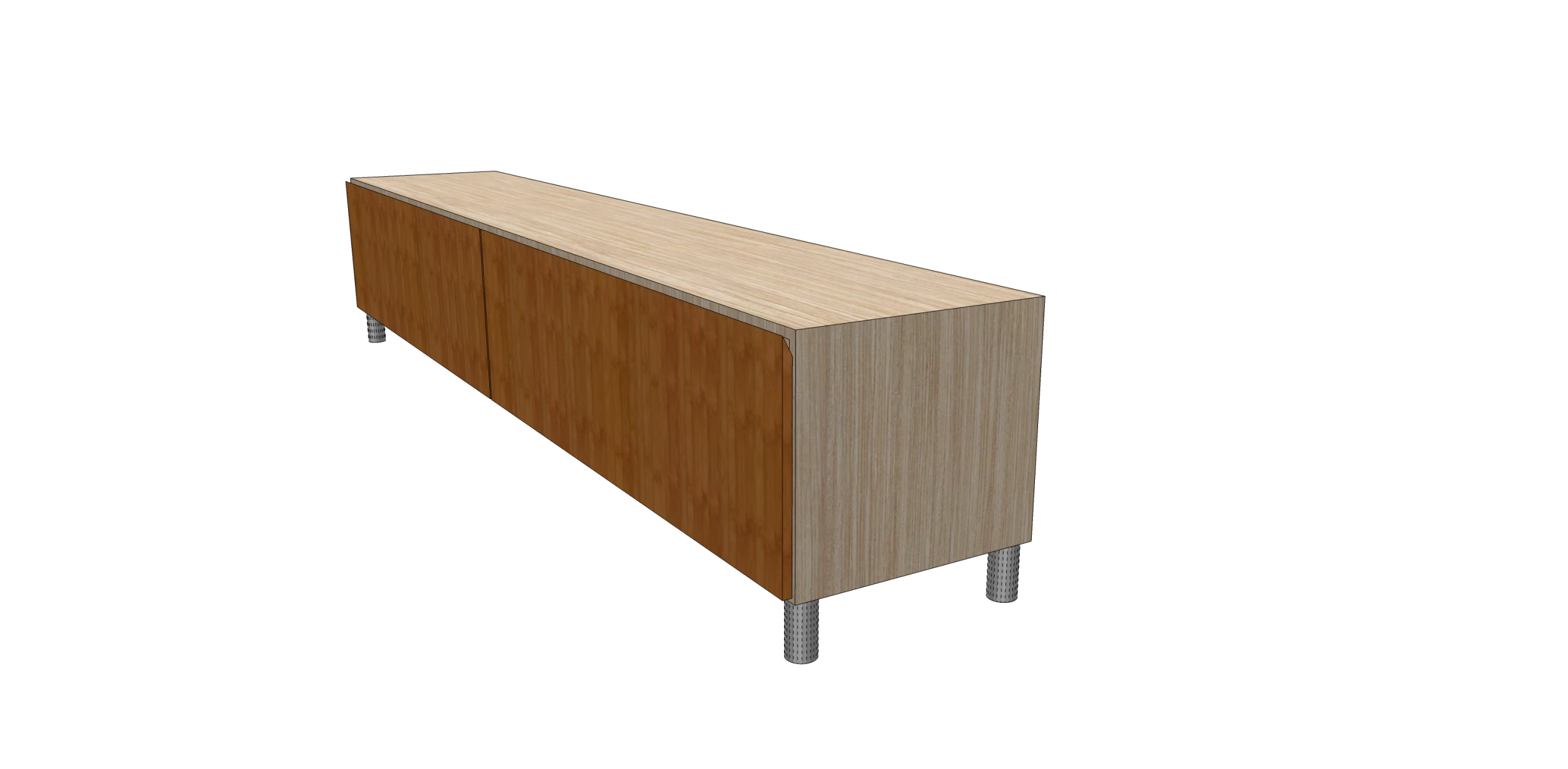 Modern TV Stand with Wooden Top and Metal Legs 3D Model .c4d .max .obj .3ds .fbx .stl .blend 