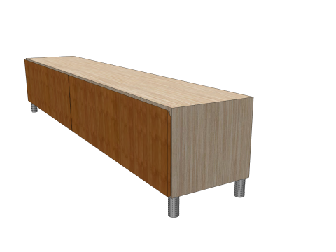 Stand TV Modern dengan Bagian Atas Kayu dan Kaki Logam Model 3D