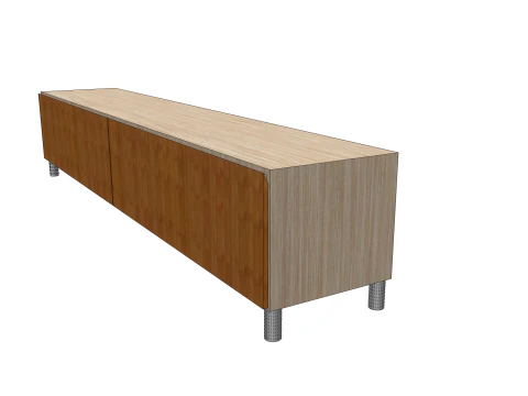 Nowoczesny stojak pod telewizor z drewnianym blatem i metalowymi nogami Model 3D