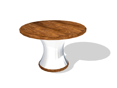 Beyaz Ayaklı Yuvarlak Ahşap Sehpa 3D Model