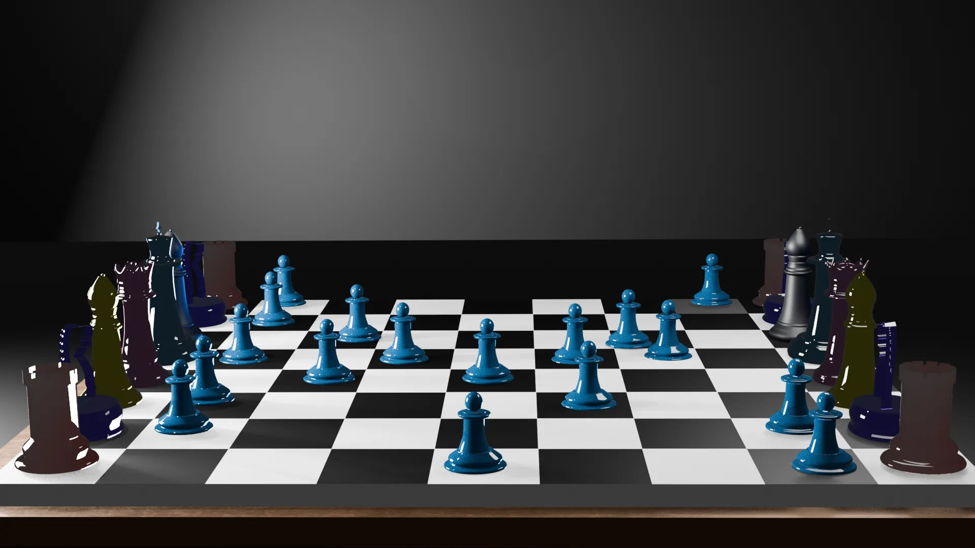CHESS MODEL WITH CHESS PIECES 3D Model .c4d .max .obj .3ds .fbx .stl .blend