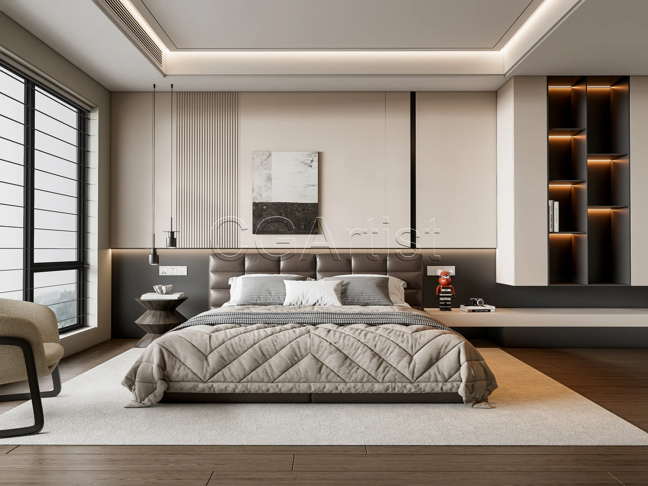 Modern bedroom 4 3D Model .c4d .max .obj .3ds .fbx .stl .blend