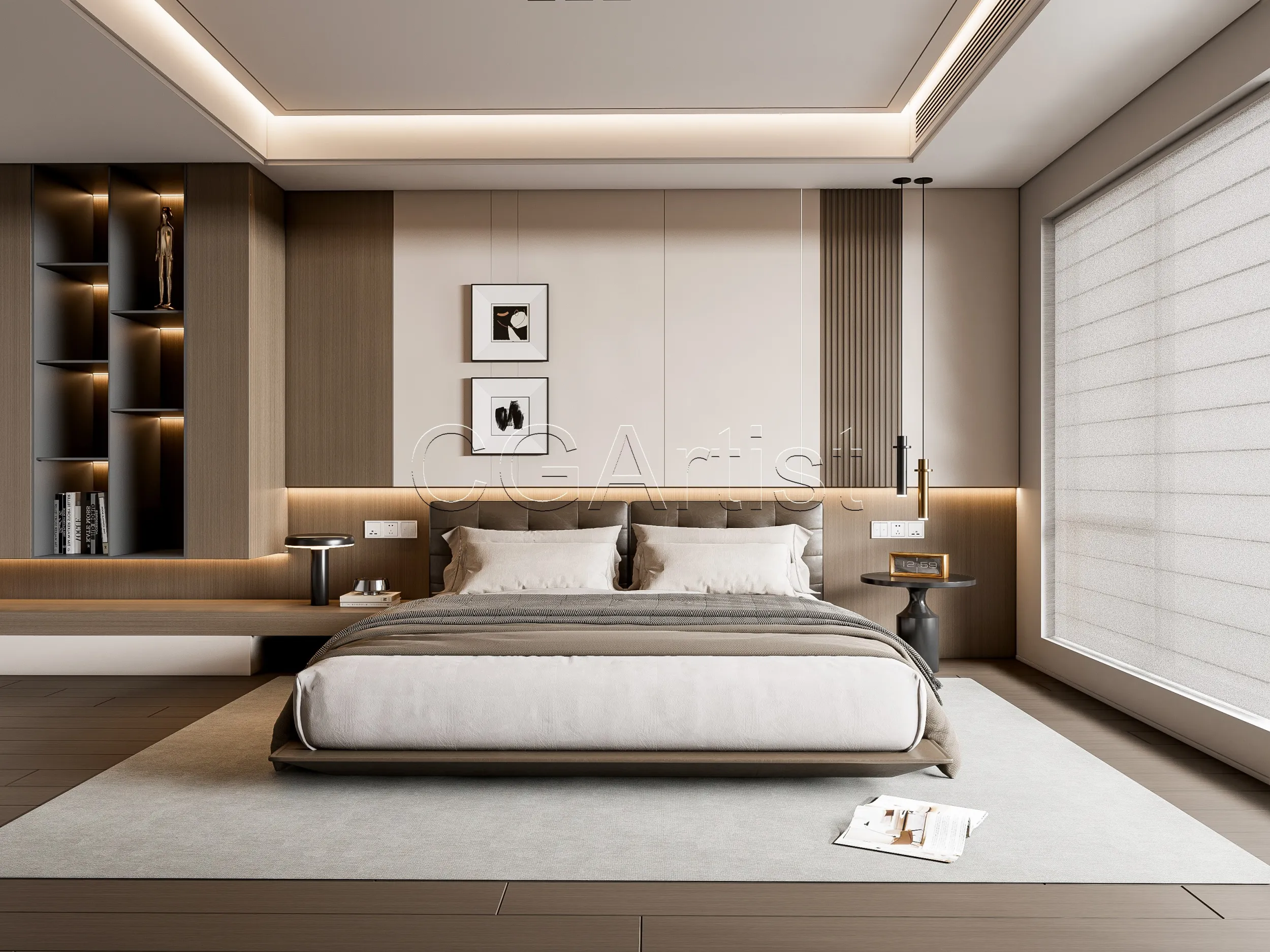 Modern bedroom 12 3D Model .c4d .max .obj .3ds .fbx .stl .blend 