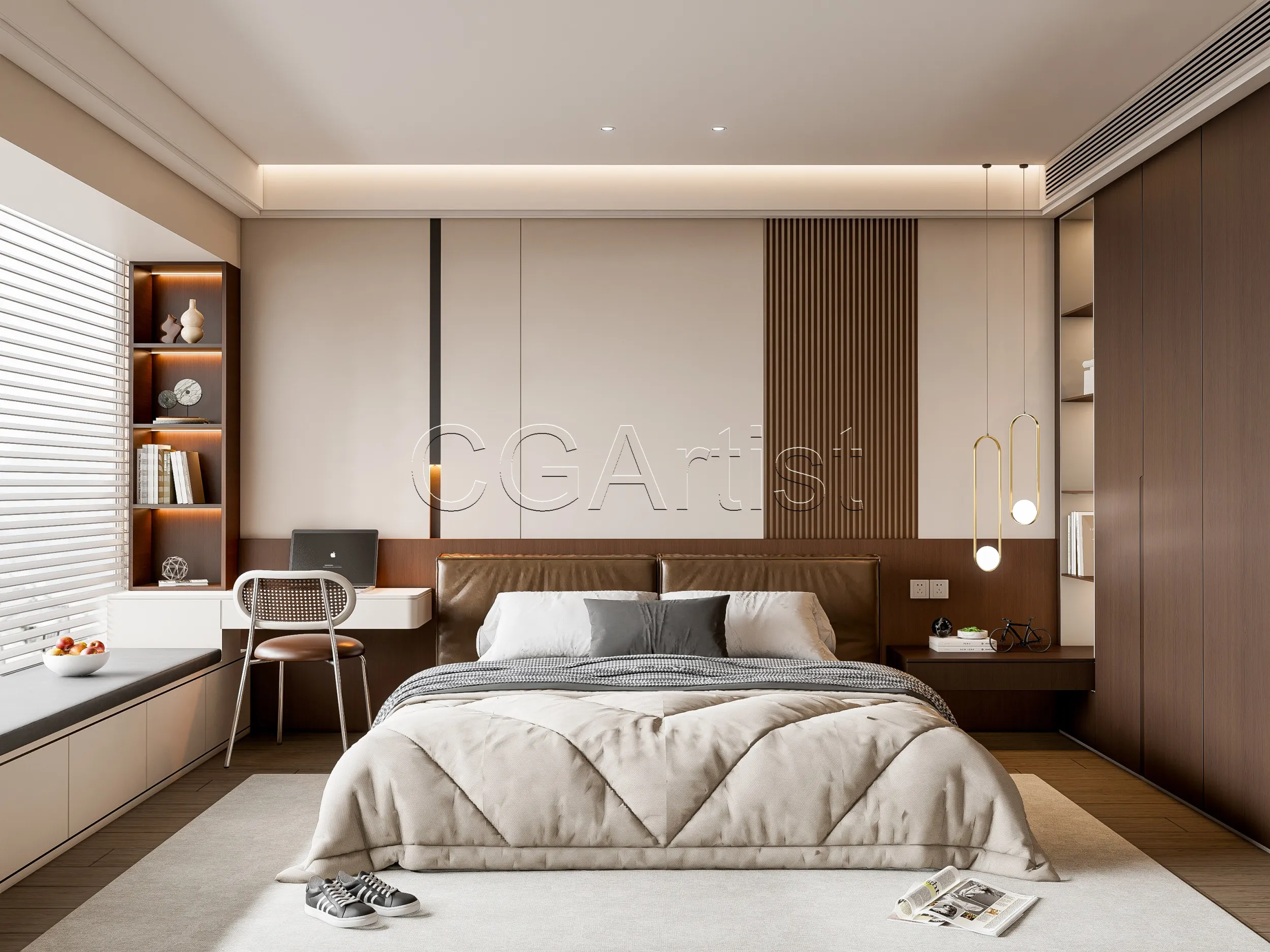 Modern bedroom 14 3D Model .c4d .max .obj .3ds .fbx .stl .blend 