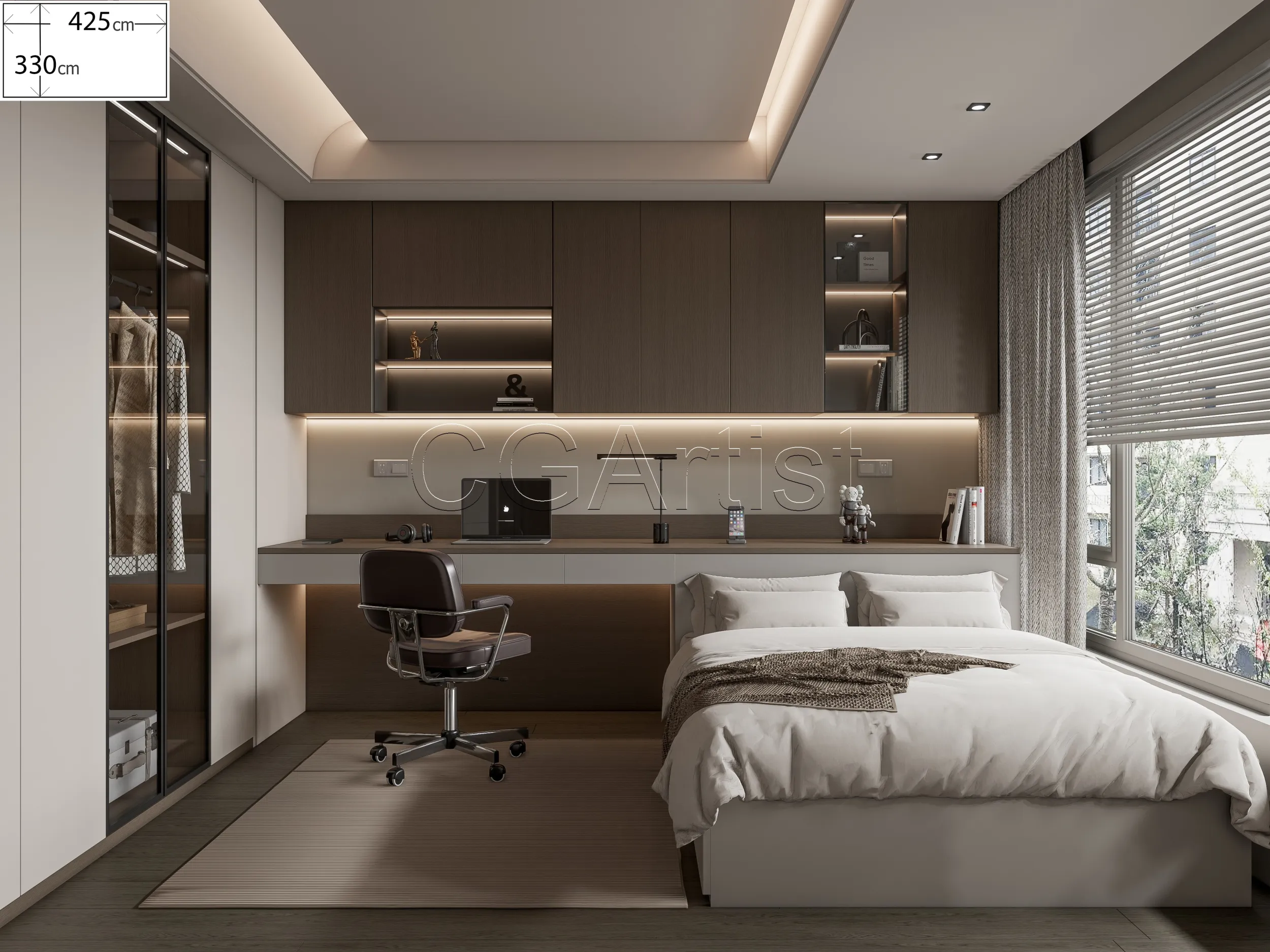 Modern bedroom 20 3D Model .c4d .max .obj .3ds .fbx .stl .blend 